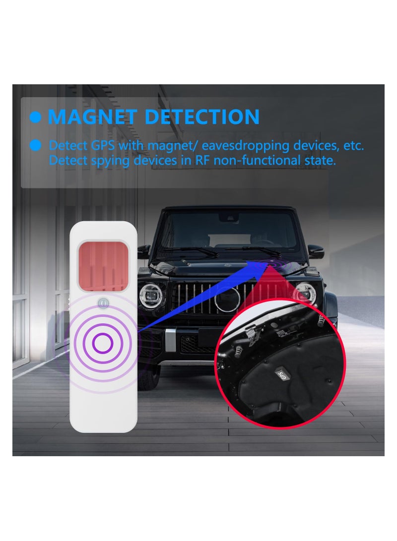 1PCS Hidden Camera Detectors Anti Spy Detector Tracker Detector Infrared Camera Scanner Bug Detector Listening Device Detector RF Signal Scanner Device for Cars Indoor Outroom (White) - Image 4